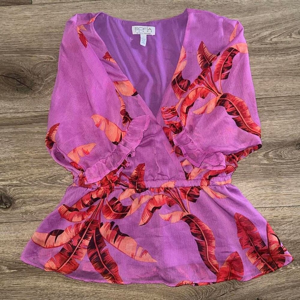 Sofia Vergara Women's Purple and Pink Blouse